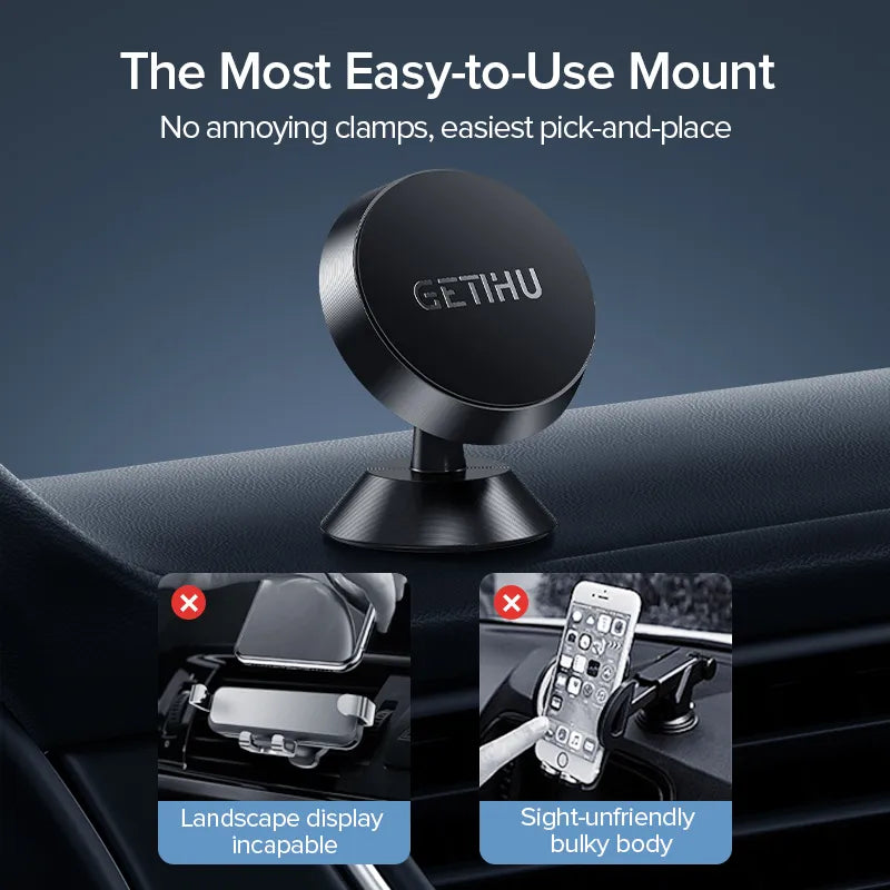 GETIHU Magnetic Car Phone Holder | Mobile Magnet Mount | GPS Support | iPhone 13 12 Xiaomi Huawei Samsung Oneplus