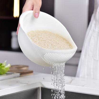 Plastic Rice Sieve Colander: Kitchen Drain Basket with Handles