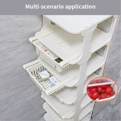 Retractable Fridge Organiser - Multifunctional Tiered Shelf for Kitchen Storage