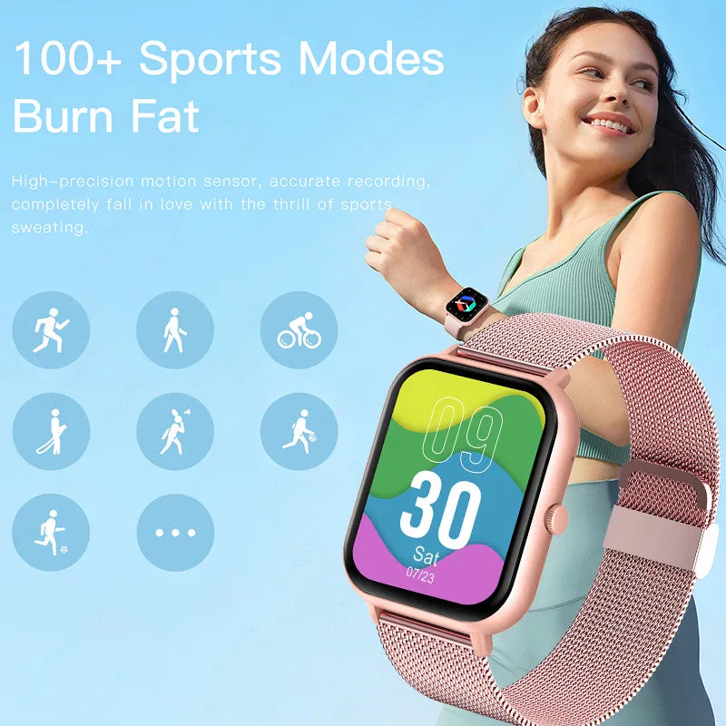 Smartwatch Women's Men's Bluetooth Fitness Tracker | Fashionable & Waterproof Smartwatch | Versatile for Ladies & Men