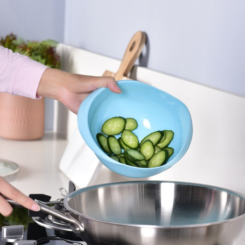 Plastic Rice Sieve Colander: Kitchen Drain Basket with Handles