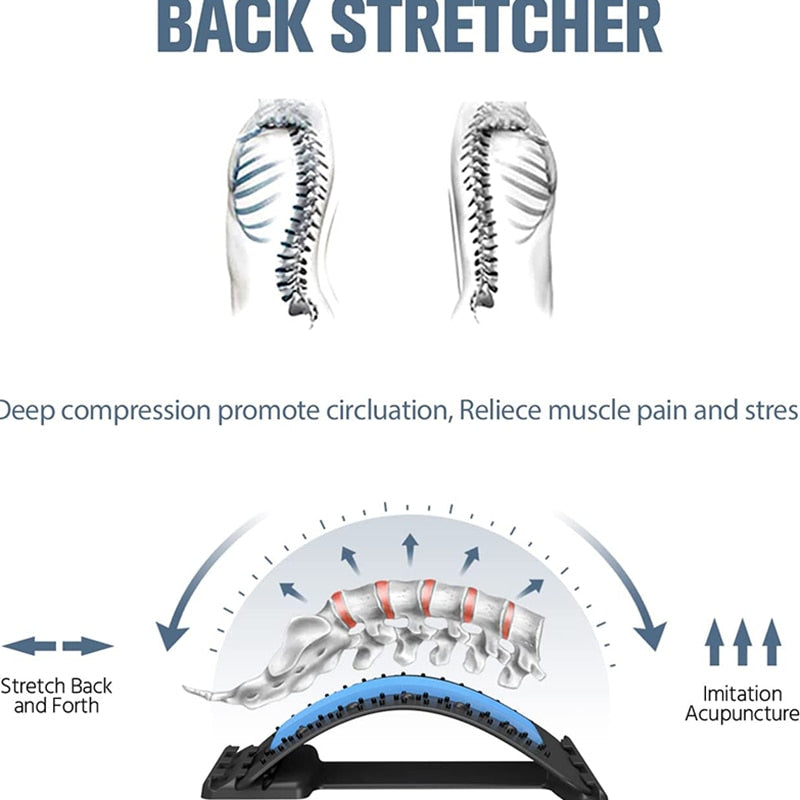 Back Stretcher Magnetotherapy Massager | Adjustable Lumbar & Cervical Spine Support