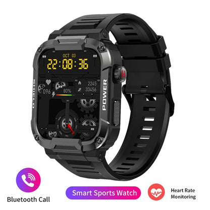 Rugged Military Smart Watch for Men | Android iOS Fitness Watch | IP68 Waterproof | 1.85 inch | AI Voice | Bluetooth Call | 2023