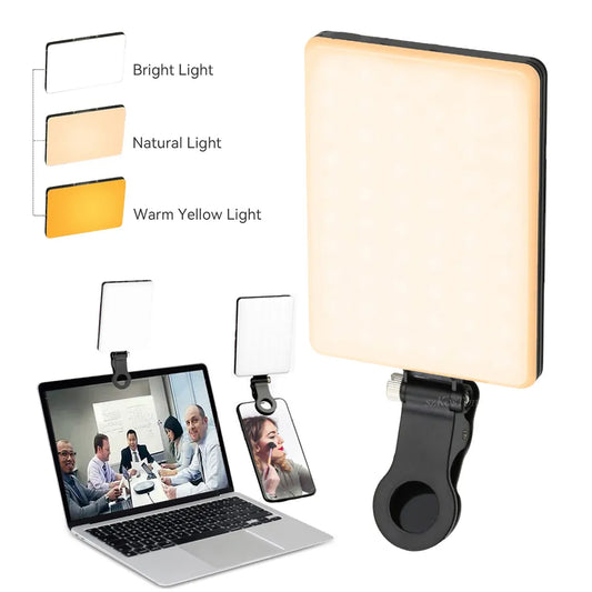 Portable Rechargeable LED Fill Light | Clip-On Lamp for Phone & Computer | Ideal for Live Selfies and Meetings