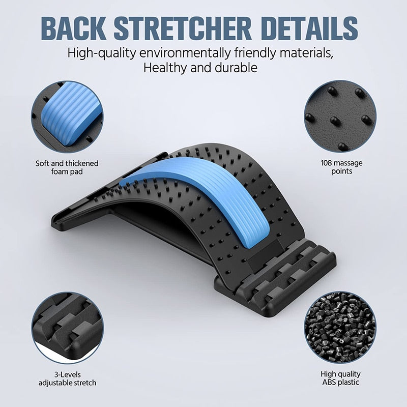 Back Stretcher Magnetotherapy Massager | Adjustable Lumbar & Cervical Spine Support