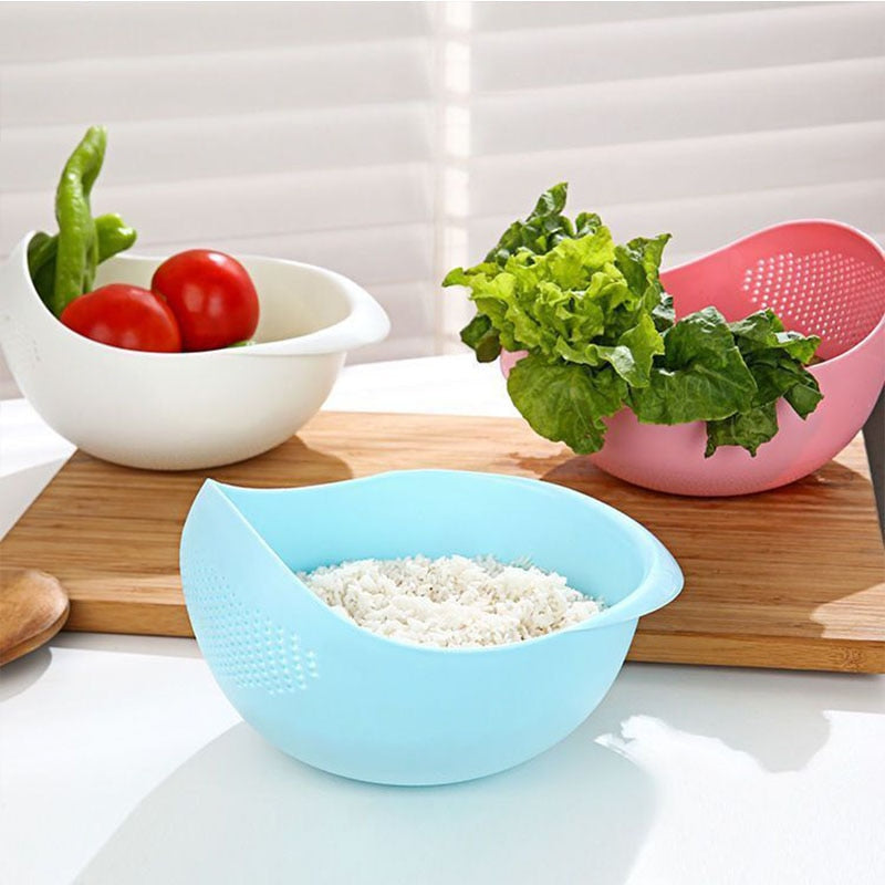 Plastic Rice Sieve Colander: Kitchen Drain Basket with Handles