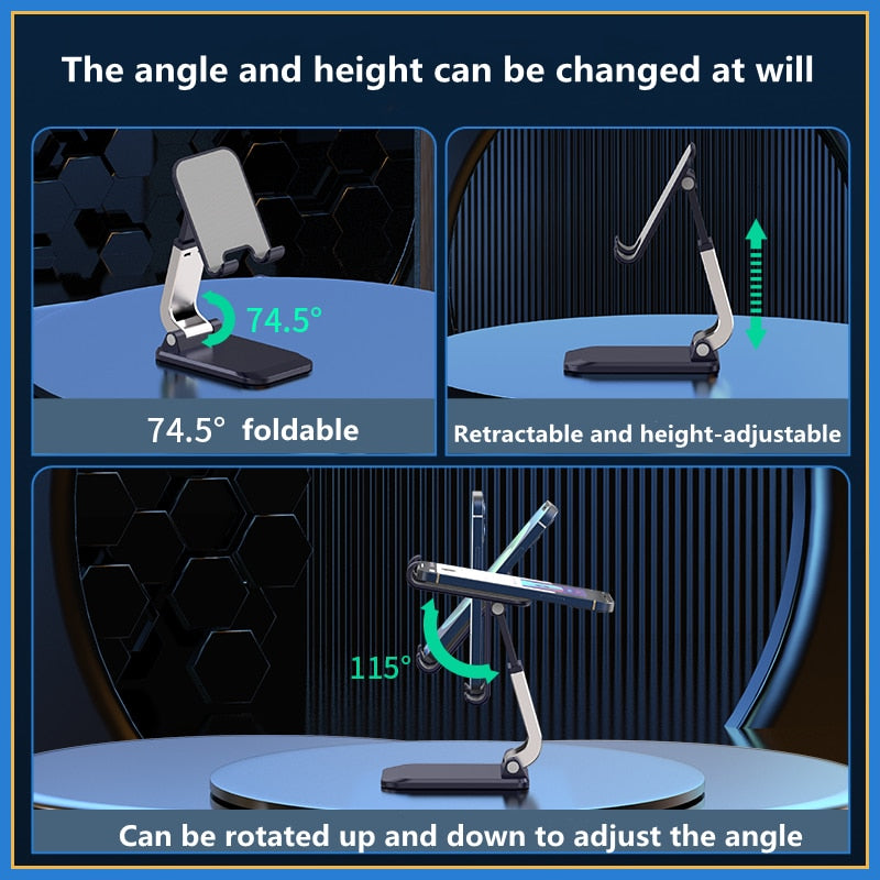 Foldable Aluminum Alloy Desktop Phone Stand | Tablet Support Bracket Holder for Smartphone Mount