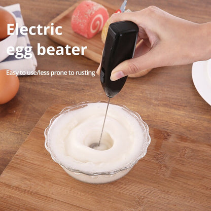 Electric Egg Beater & Milk Frother - Mini Stainless Steel Kitchen Blender