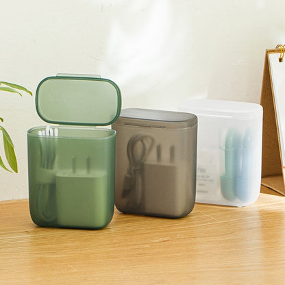 Dustproof Desktop Data Cable Storage Box | Transparent Mobile Phone Charger Container | Office & Home